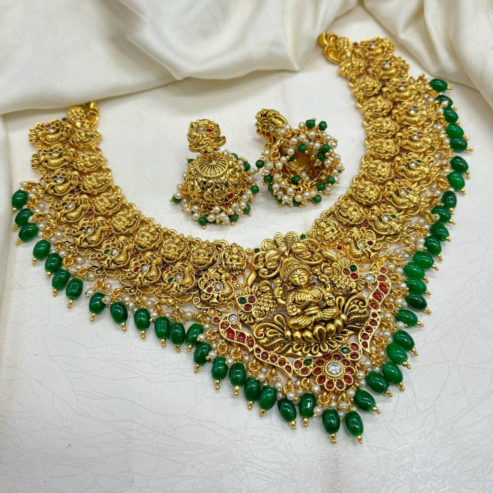 Royal Kundan Jewellery Pota  Stone Necklace Set