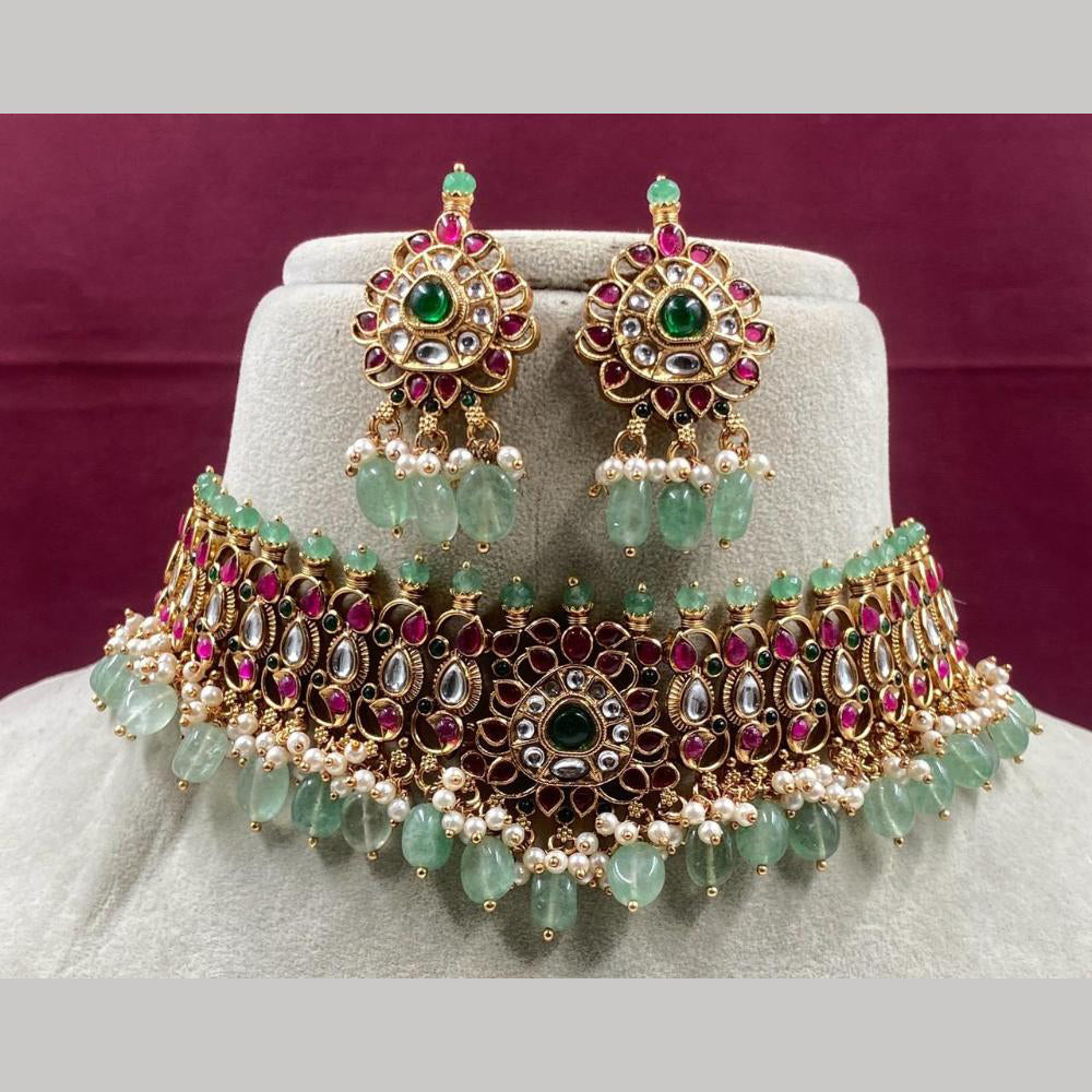 Royal Kundan Jewellery Pota Kundan Stone Necklace Set