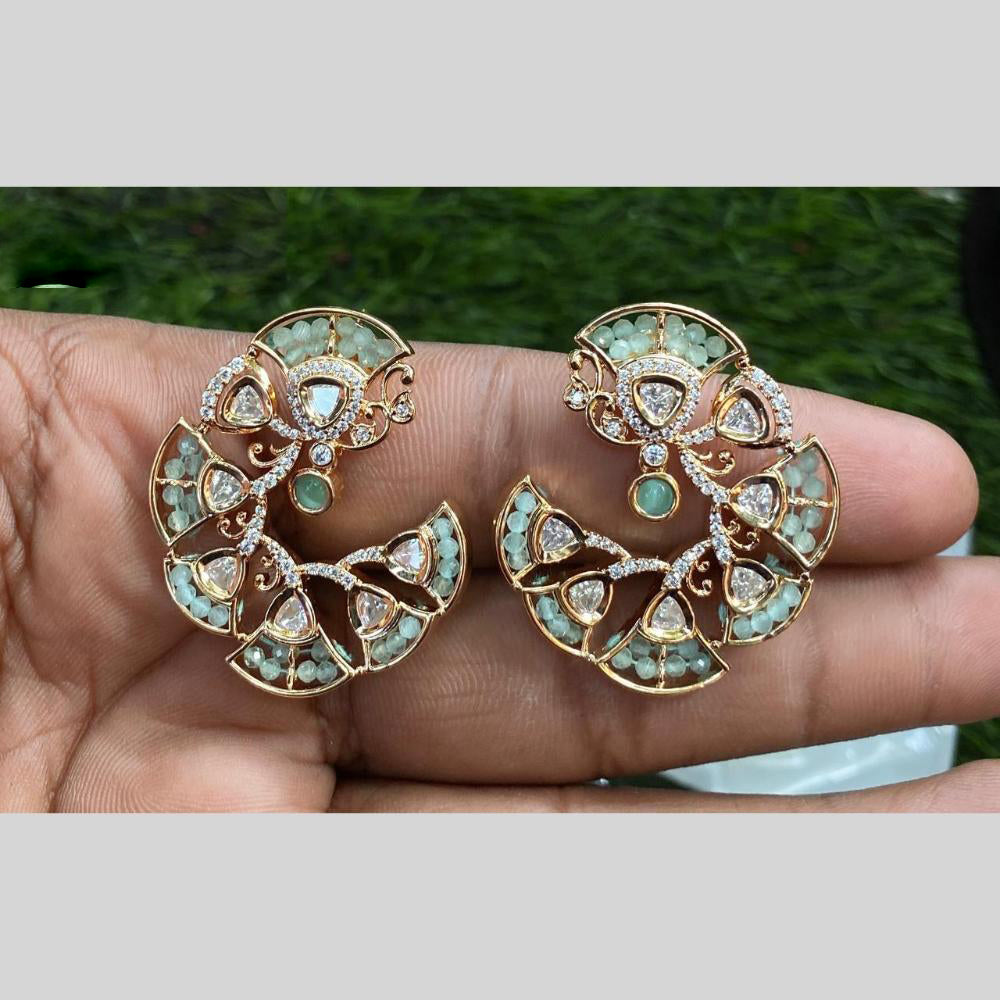 Royal Kundan Jewellery Gold Plated Polki Kundan And Pearls Stud Earrings