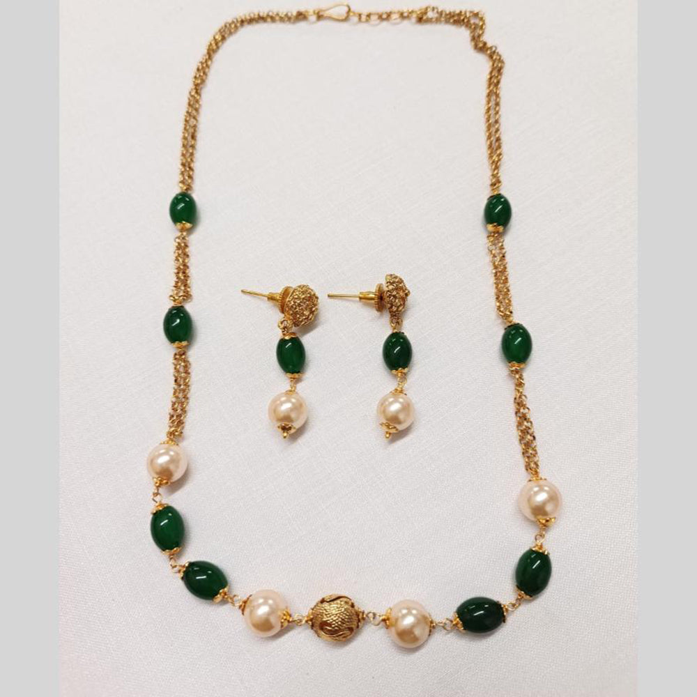 Royal Kundan Jewellery Gold Plated Beads Necklace Set