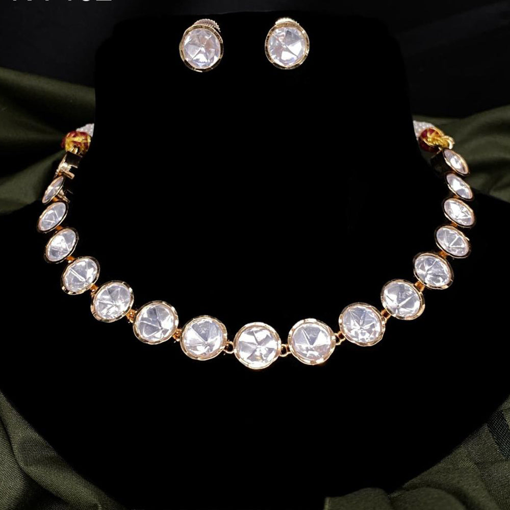 Royal Kundan Jewellery Gold Plated Polki Kundan Necklace Set