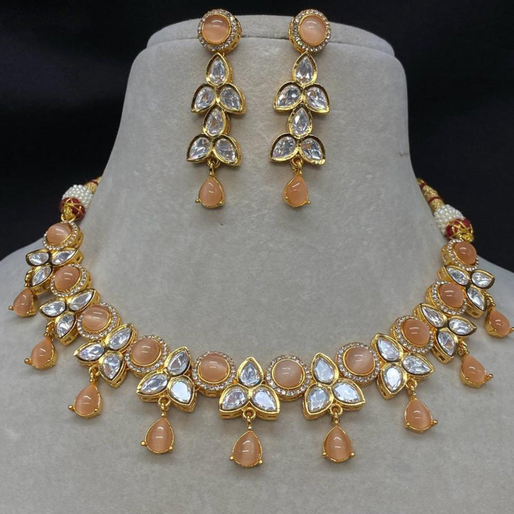 Royal Kundan Jewellery Gold Plated Polki Kundan Necklace Set