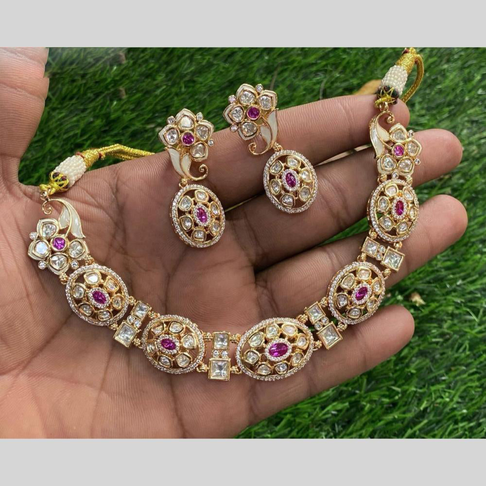 Royal Kundan Jewellery Gold Plated Polki Kundan Necklace Set