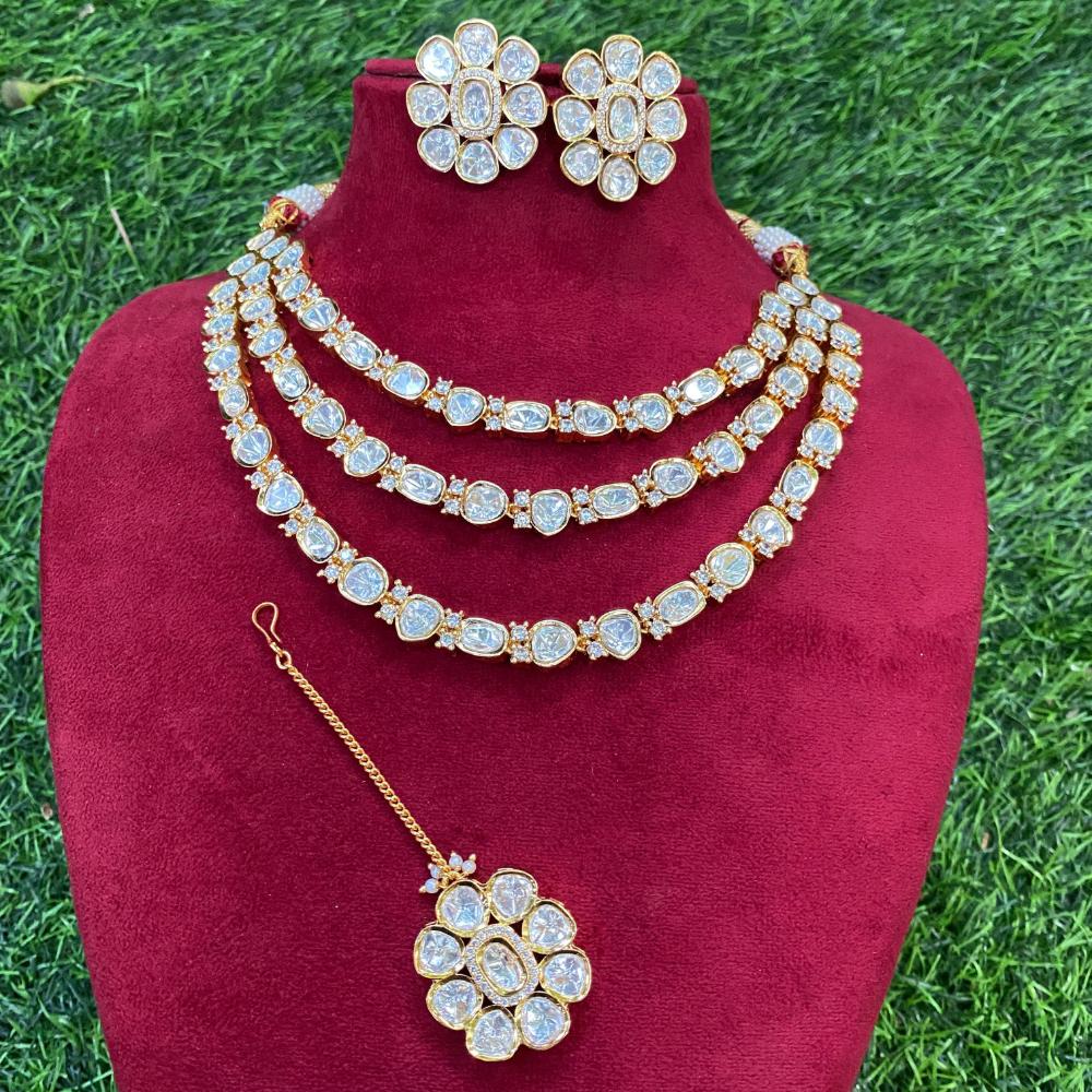 Royal Kundan Jewellery Gold Plated Polki Kundan Necklace Set