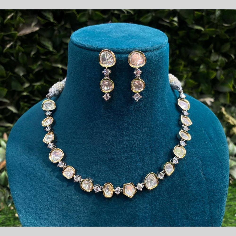 Royal Kundan Jewellery 2 Tone Kundan Stone Necklace Set