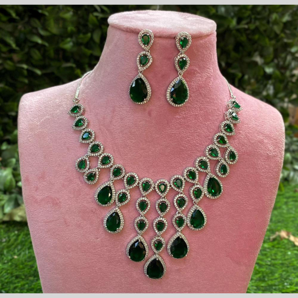 Royal Kundan Jewellery Silver Plated American Diamonds Necklace Set