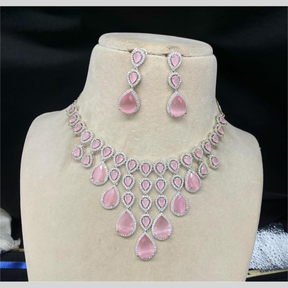 Royal Kundan Jewellery Silver Plated American Diamonds Necklace Set