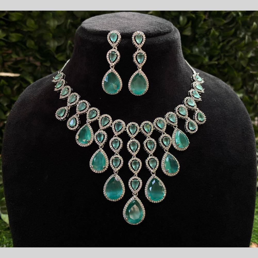 Royal Kundan Jewellery Silver Plated American Diamonds Necklace Set