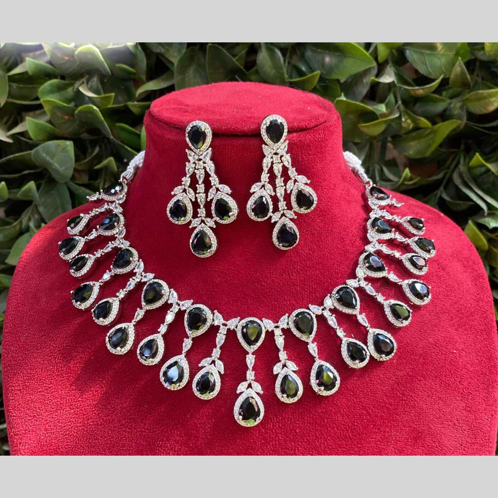 Royal Kundan Jewellery Silver Plated American Diamonds Necklace Set