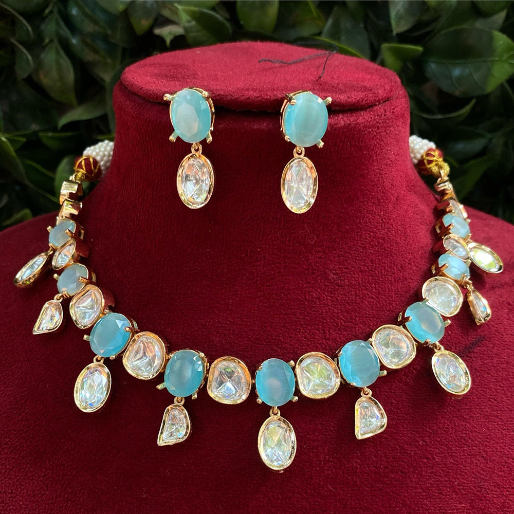 Royal Kundan Jewellery Gold Plated Polki Kundan Stone Necklace Set