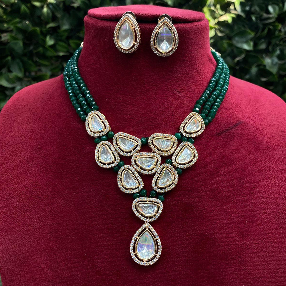 Royal Kundan Jewellery Gold Plated Polki Kundan Stone And Pearls Necklace Set