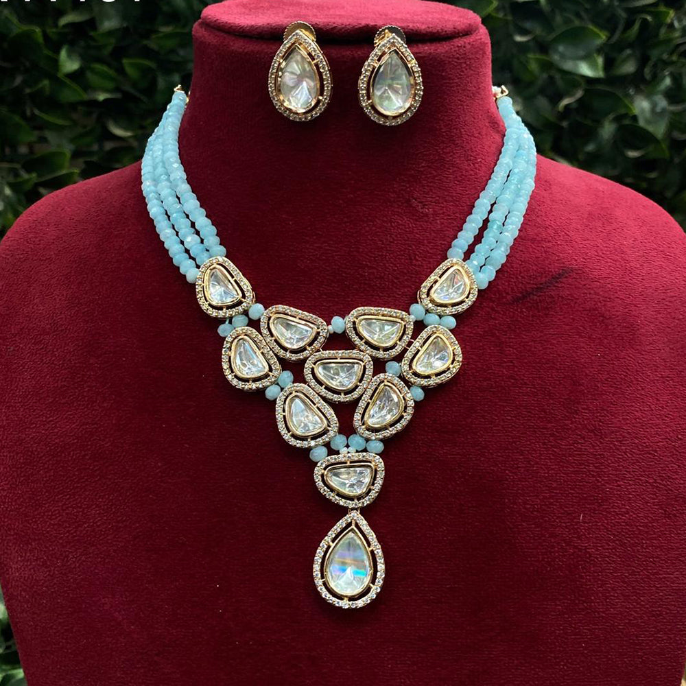 Royal Kundan Jewellery Gold Plated Polki Kundan Stone And Pearls Necklace Set