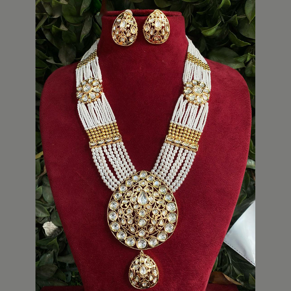 Royal Kundan Jewellery Gold Plated Kundan Stone And Beads Necklace Set
