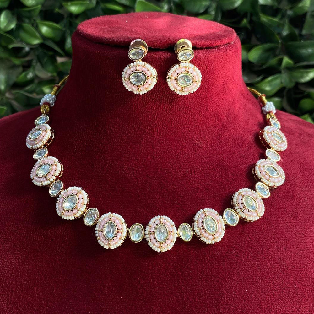 Royal Kundan Jewellery Gold Plated Polki Kundan Stone And Pearls Necklace Set