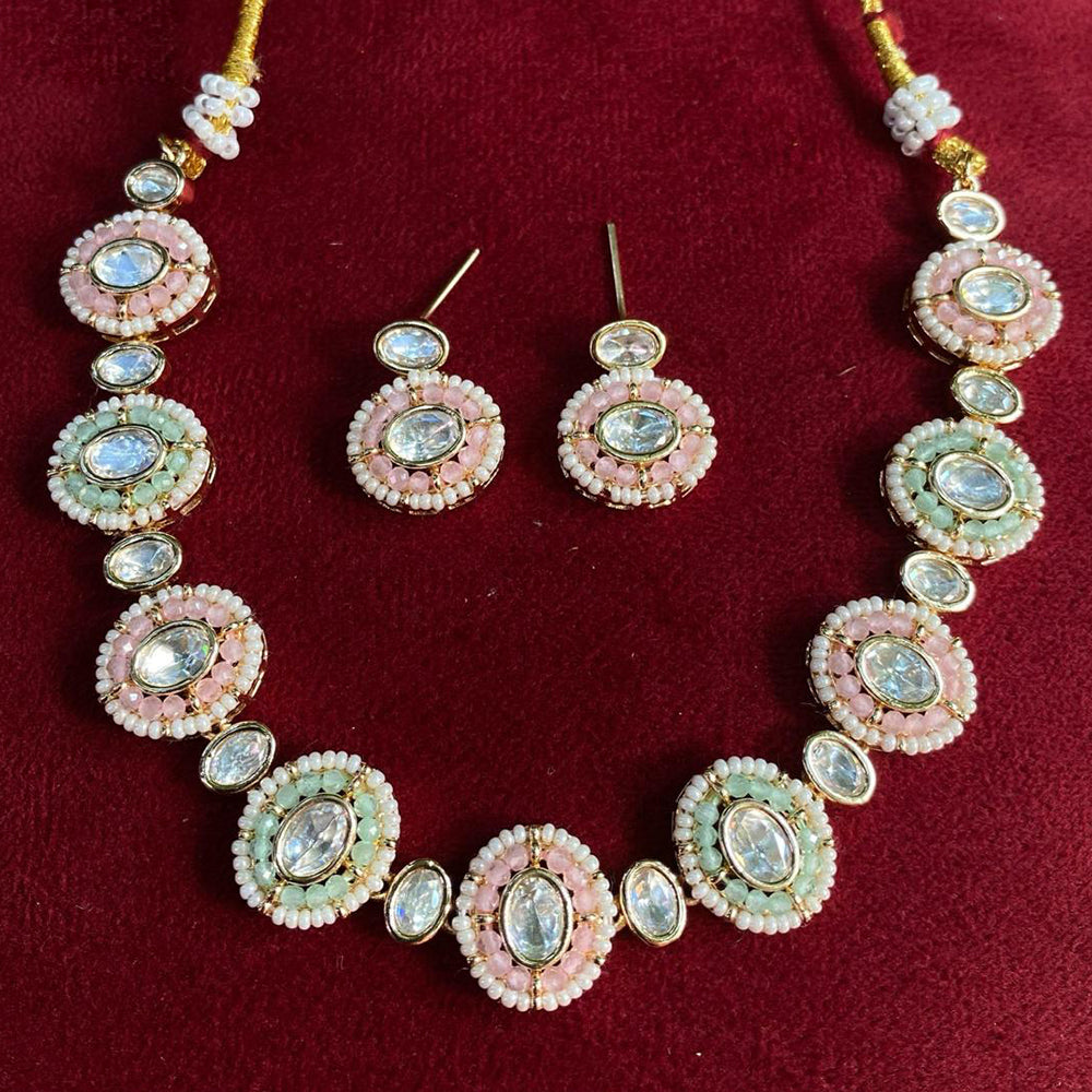 Royal Kundan Jewellery Gold Plated Polki Kundan Stone And Pearls Necklace Set