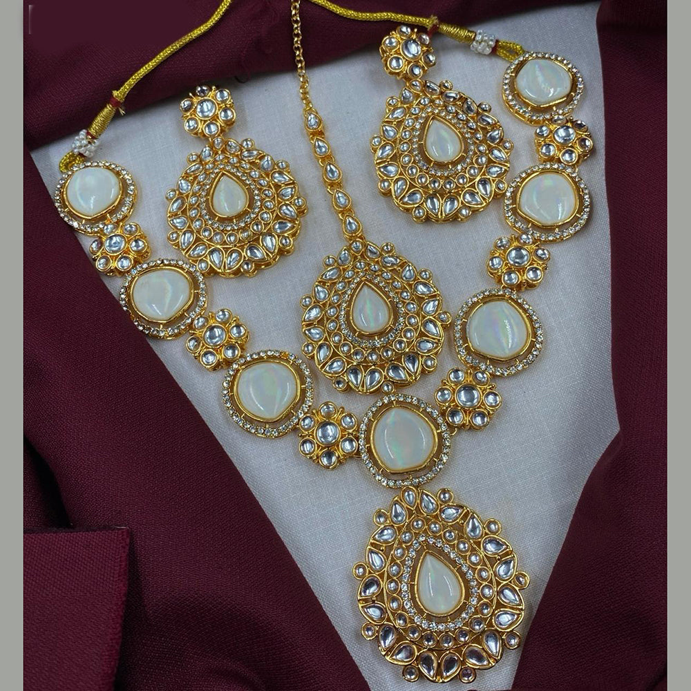 Royal Kundan Jewellery Gold Plated Kundan Stone Necklace Set