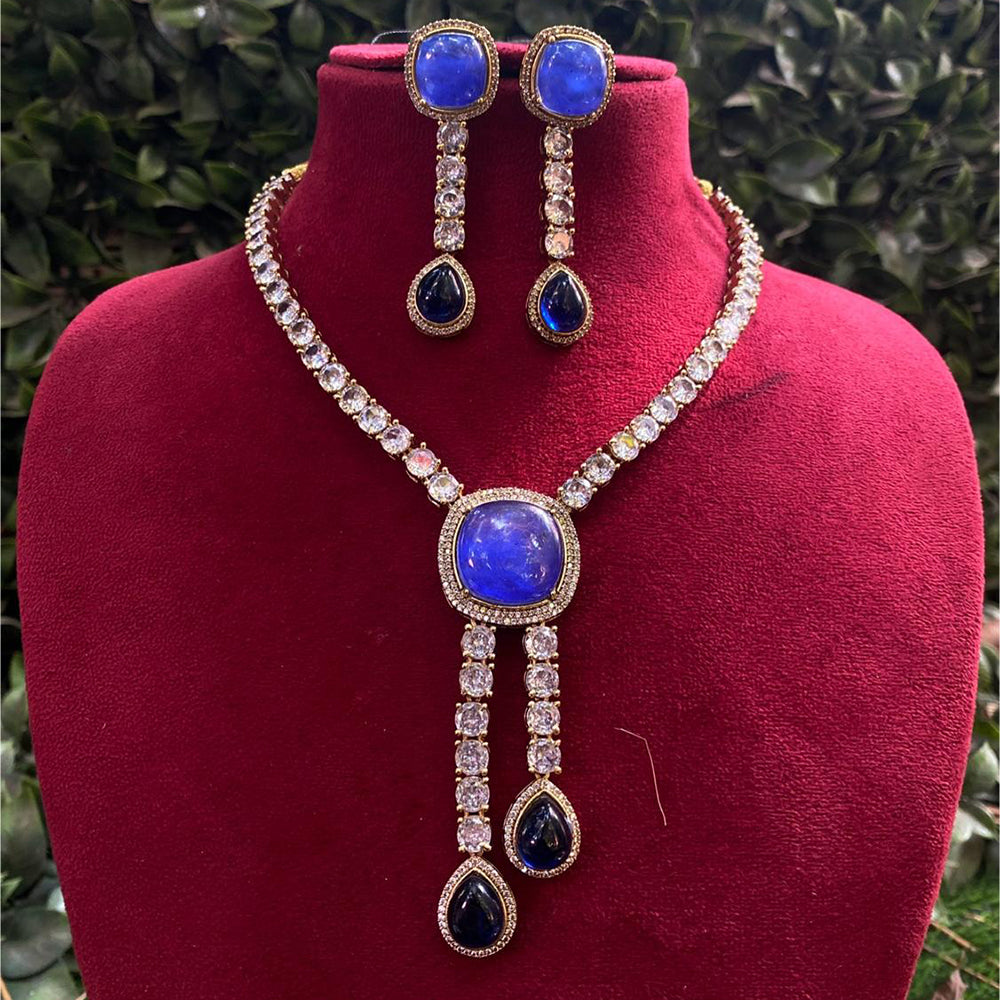 Royal Kundan Jewellery Gold Plated Druzy Stone Necklace Set