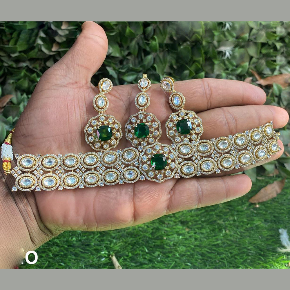 Royal Kundan Jewellery Gold Plated Polki Kundan Stone Choker Necklace Set