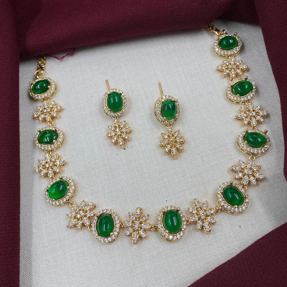 Royal Kundan Jewellery Gold Plated Austrian Stone And Pota Stone Necklace Set