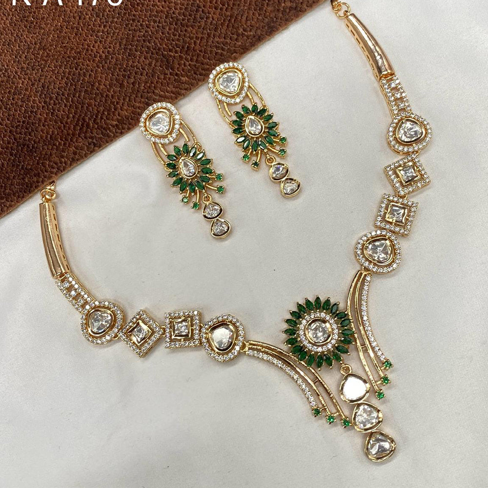 Royal Kundan Jewellery Gold Plated Polki Kundan Stone Necklace Set