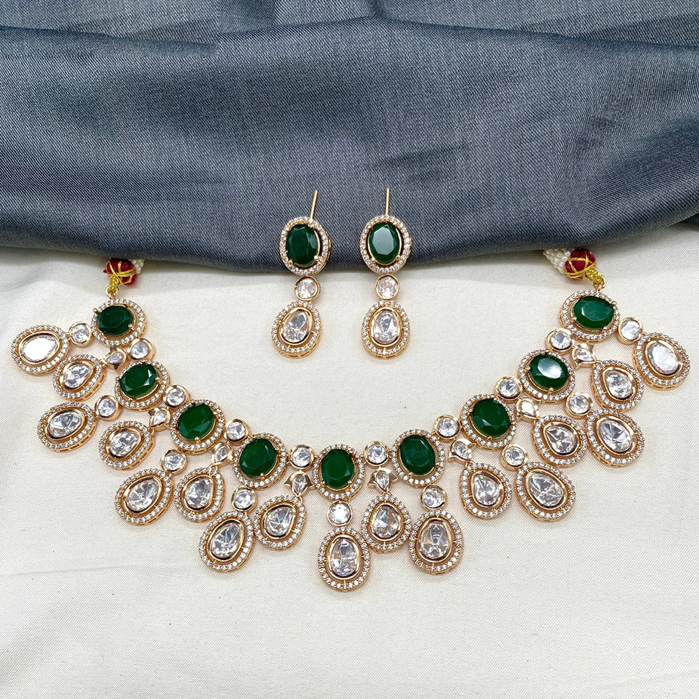 Royal Kundan Jewellery Gold Plated Polki Kundan Stone Necklace Set
