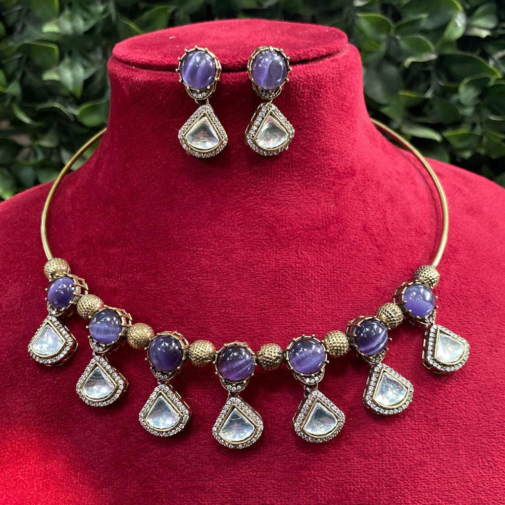 Royal Kundan Jewellery Gold Plated Kundan Stone Necklace Set