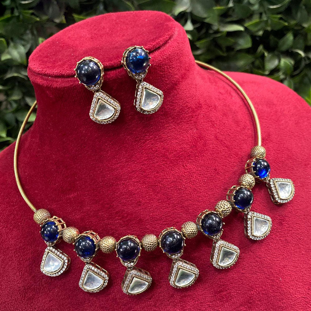 Royal Kundan Jewellery Gold Plated Kundan Stone Necklace Set