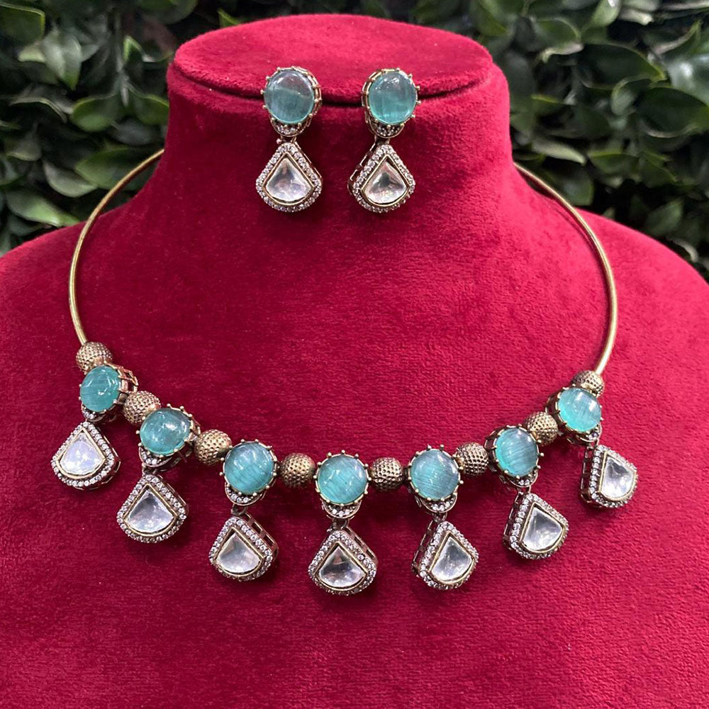 Royal Kundan Jewellery Gold Plated Kundan Stone Necklace Set