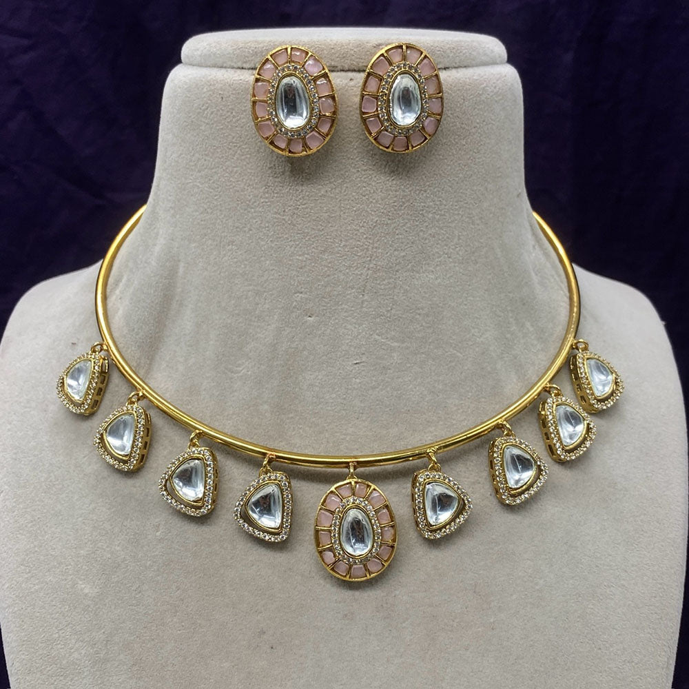 Royal Kundan Jewellery Gold Plated Kundan Stone Necklace Set