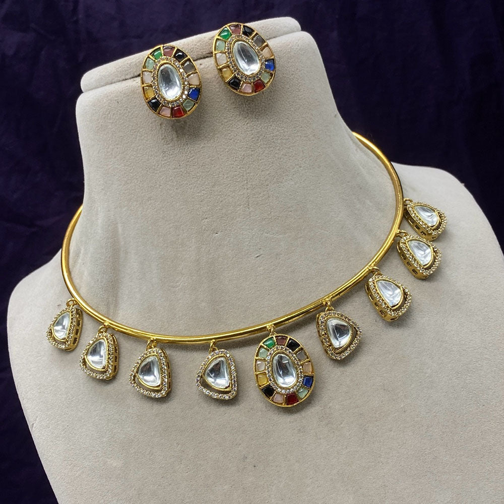 Royal Kundan Jewellery Gold Plated Kundan Stone Necklace Set