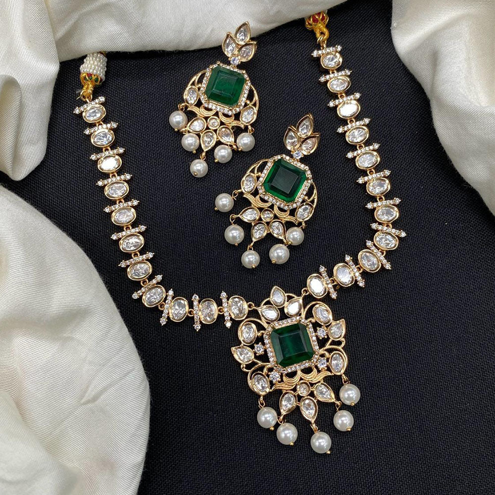Royal Kundan Jewellery Gold Plated Polki Kundan Necklace Set