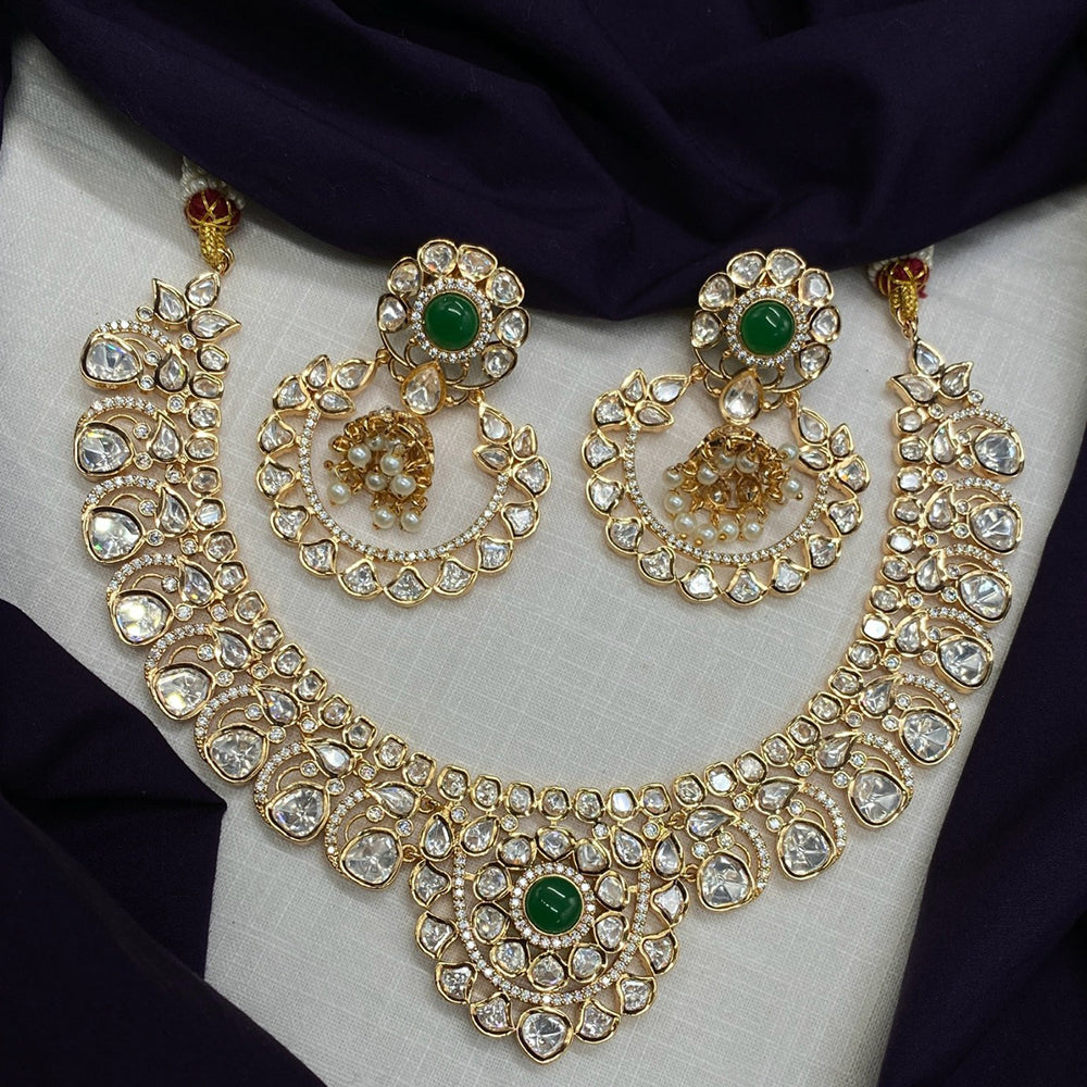 Royal Kundan Jewellery Gold Plated Polki Kundan And Austrian Stone Necklace Set