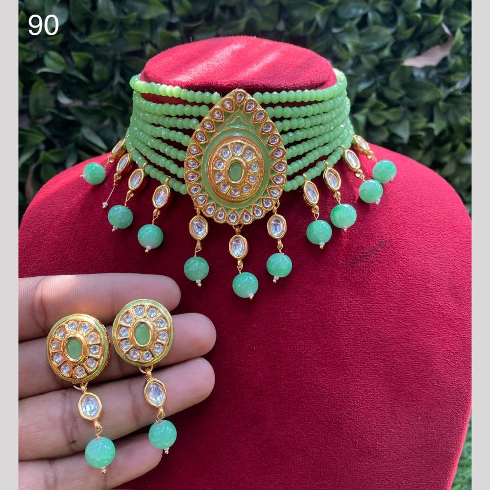 Royal Kundan Jewellery Gold Plated Kundan Stone And Pearls Chokers Necklace Set