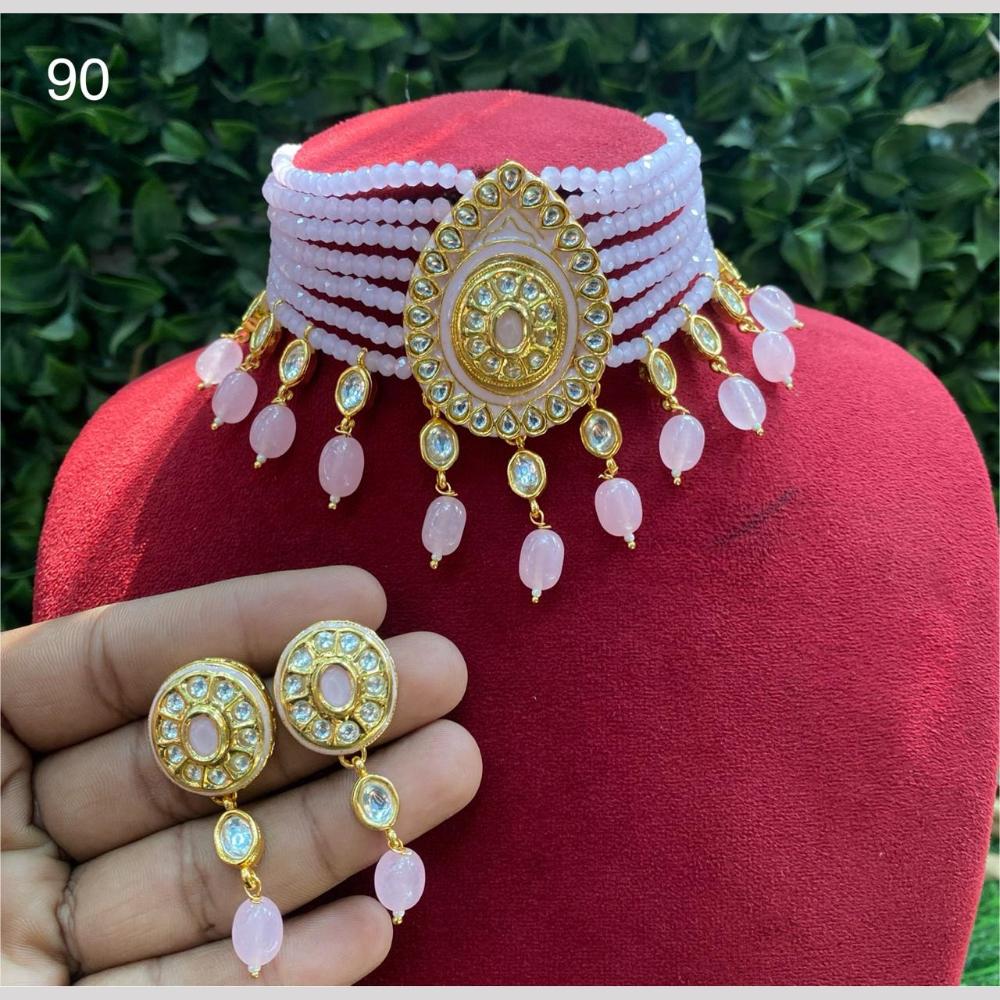 Royal Kundan Jewellery Gold Plated Kundan Stone And Pearls Chokers Necklace Set