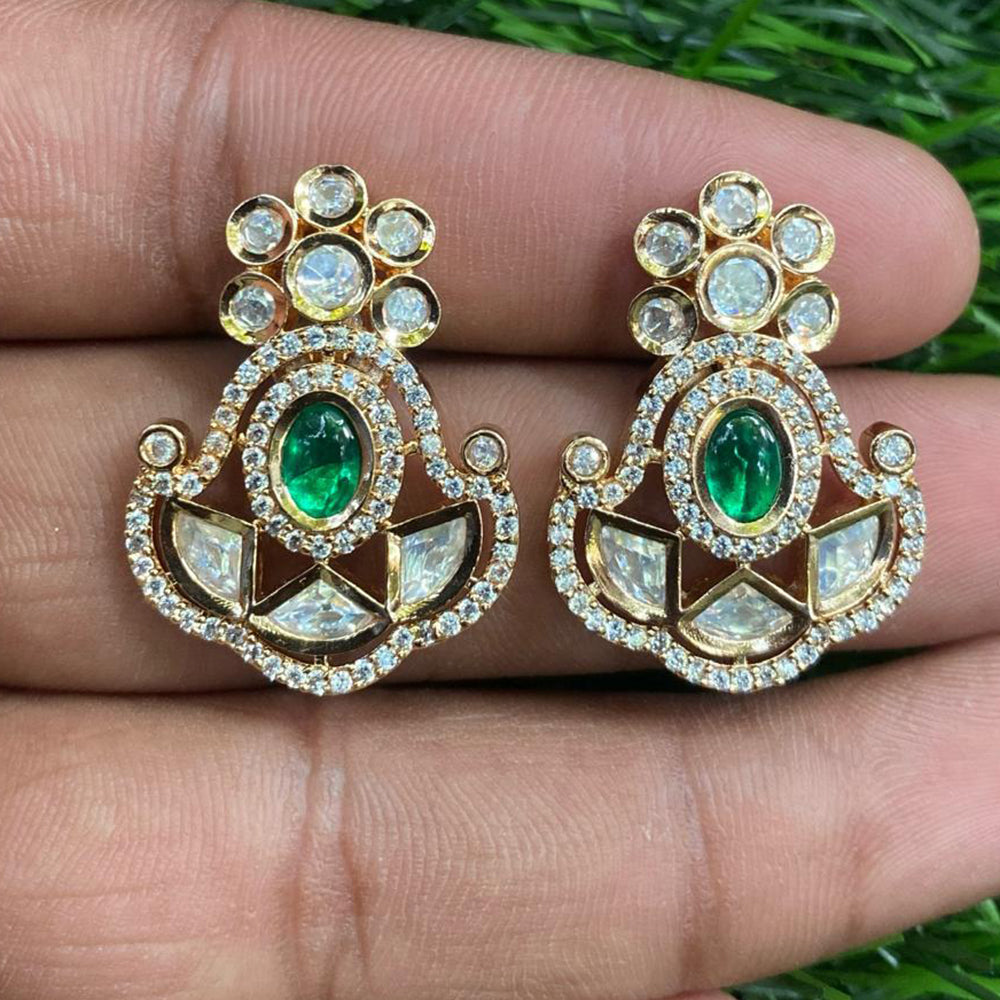 Royal Kundan Jewellery Gold Plated Polki Kundan Dangler Earrings