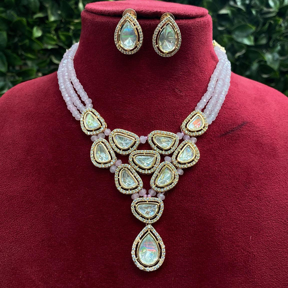 Royal Kundan Jewellery Gold Plated Polki Kundan Stone And Pearls Necklace Set