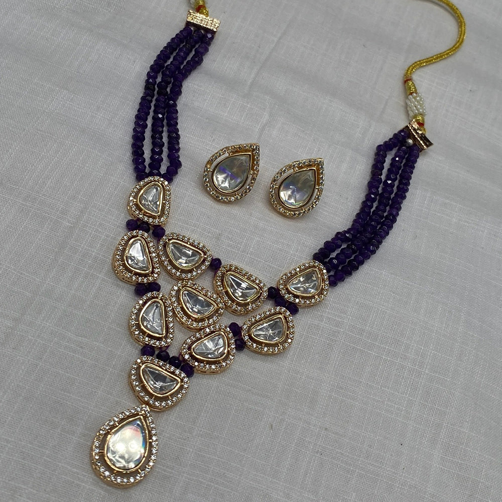 Royal Kundan Jewellery Gold Plated Polki Kundan Stone And Pearls Necklace Set