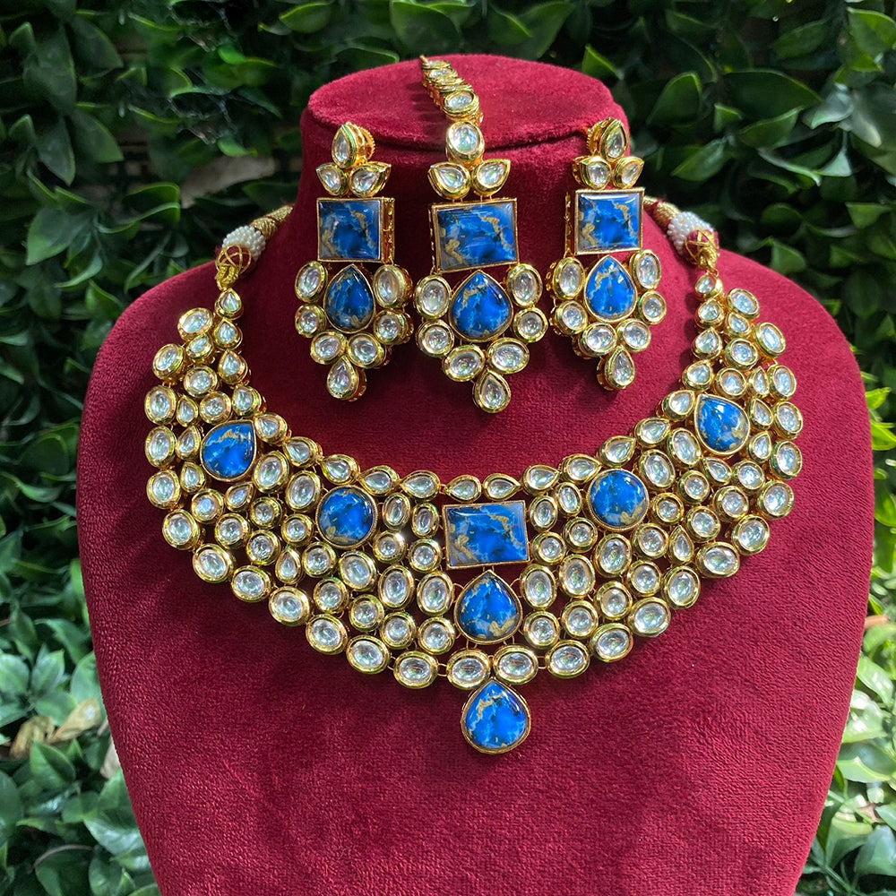 Royal Kundan Jewellery Gold Plated Kundan And Druzy Crystal Stone Necklace Set
