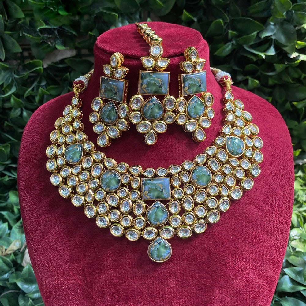 Royal Kundan Jewellery Gold Plated Kundan And Druzy Crystal Stone Necklace Set