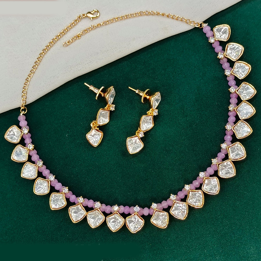 Royal Kundan Jewellery Gold Plated Polki Kundan Stone And Pearls Necklace Set