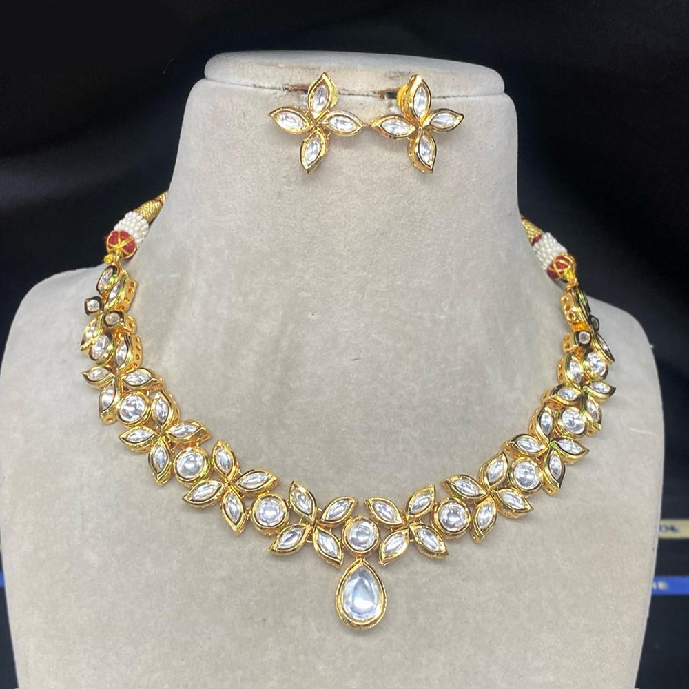 Royal Kundan Jewellery Gold Plated Kundan Stone Necklace Set