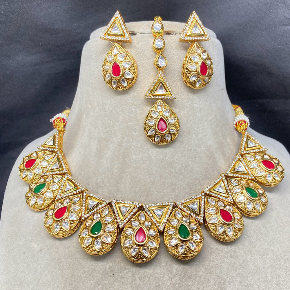 Royal Kundan Jewellery Gold Plated Kundan Stone Necklace Set