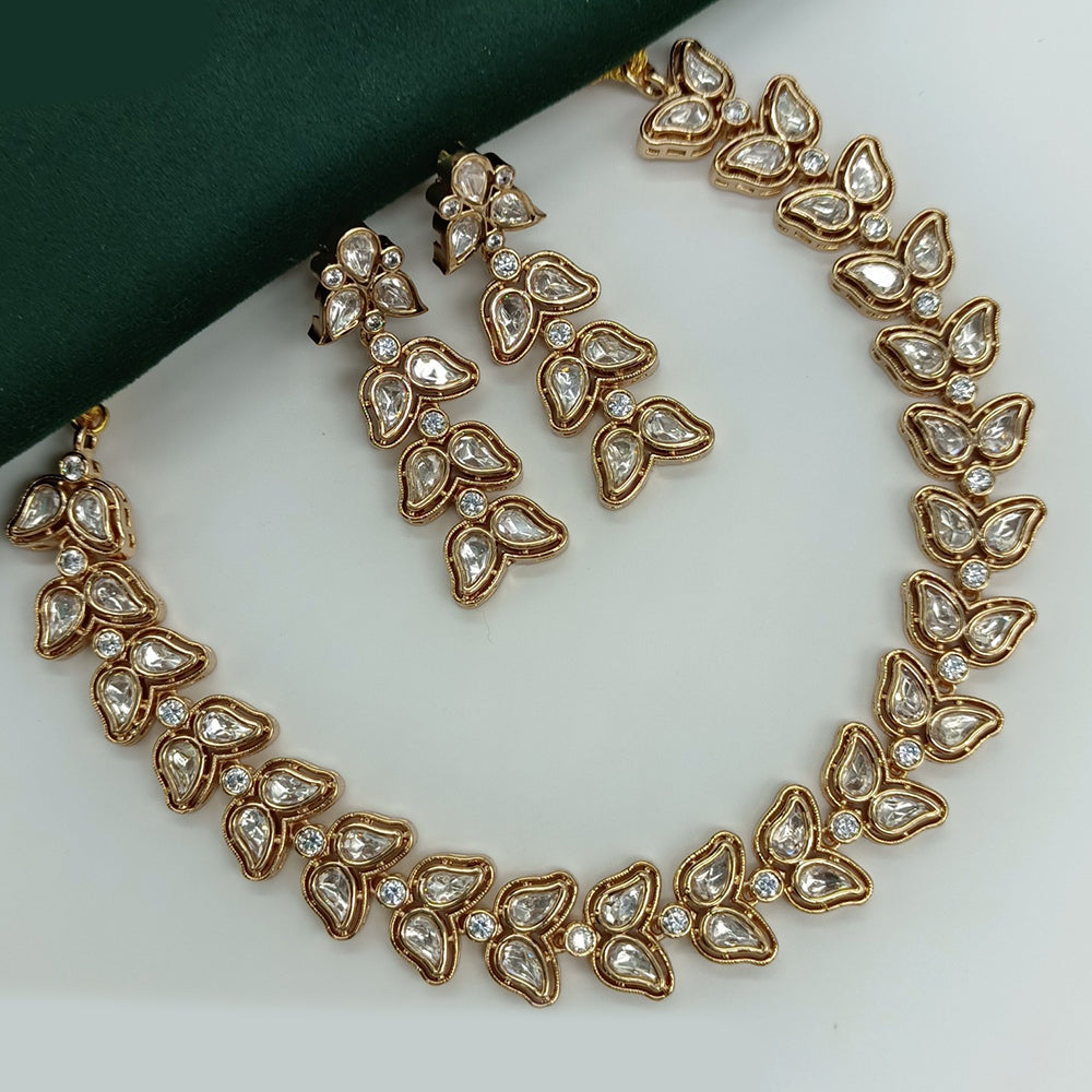 Royal Kundan Jewellery Gold Plated Polki Kundan Stone Necklace Set