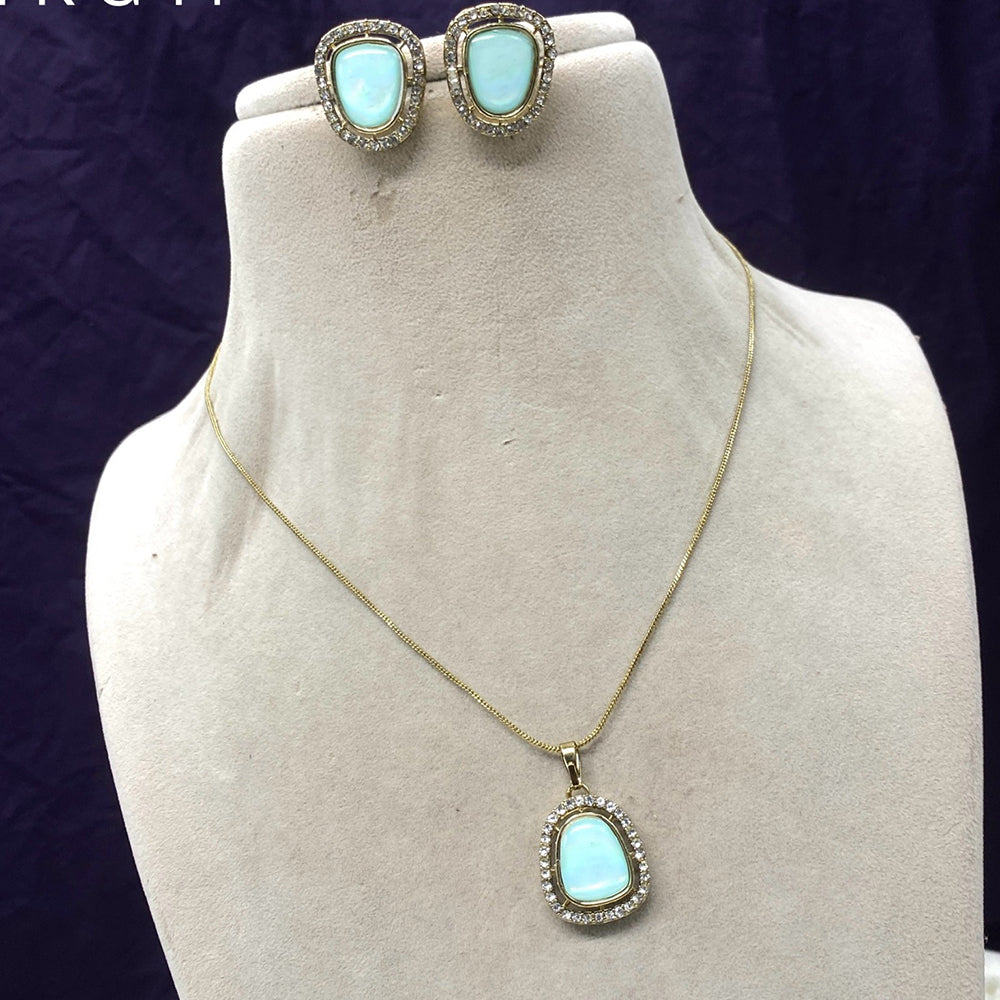 Royal Kundan Jewellery Gold Plated Austrain Stone Chain Pendent Set