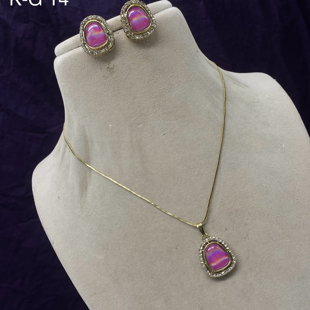 Royal Kundan Jewellery Gold Plated Austrain Stone Chain Pendent Set