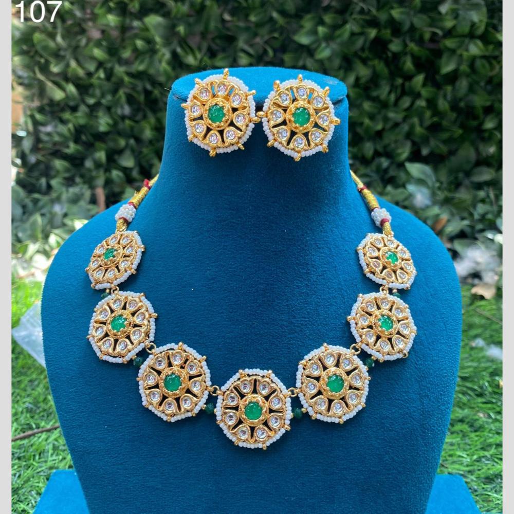 Royal Kundan Jewellery Gold Plated Kundan Stone Necklace Set