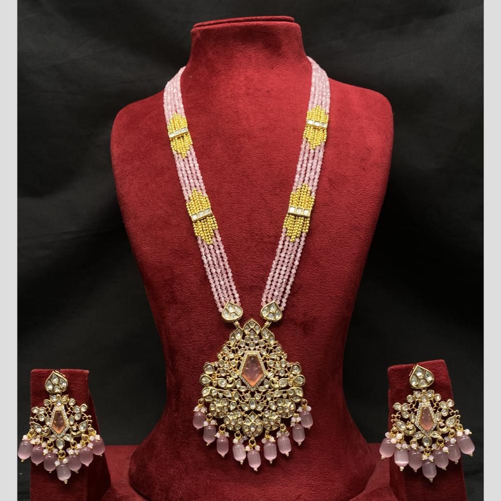Royal Kundan Jewellery Gold Plated Kundan Stone And Beads Necklace Set