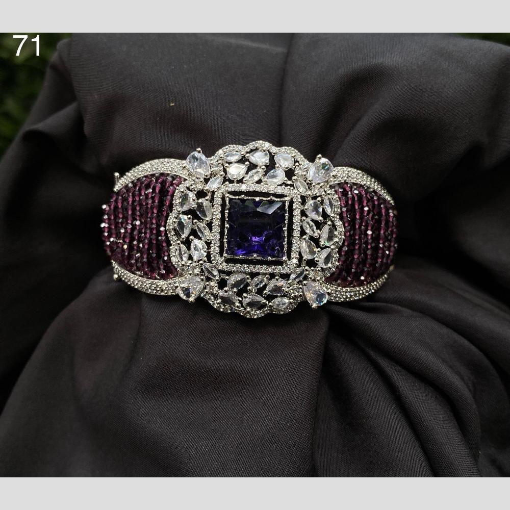 Royal Kundan Jewellery Silver Plated American Daimonds Bracelet