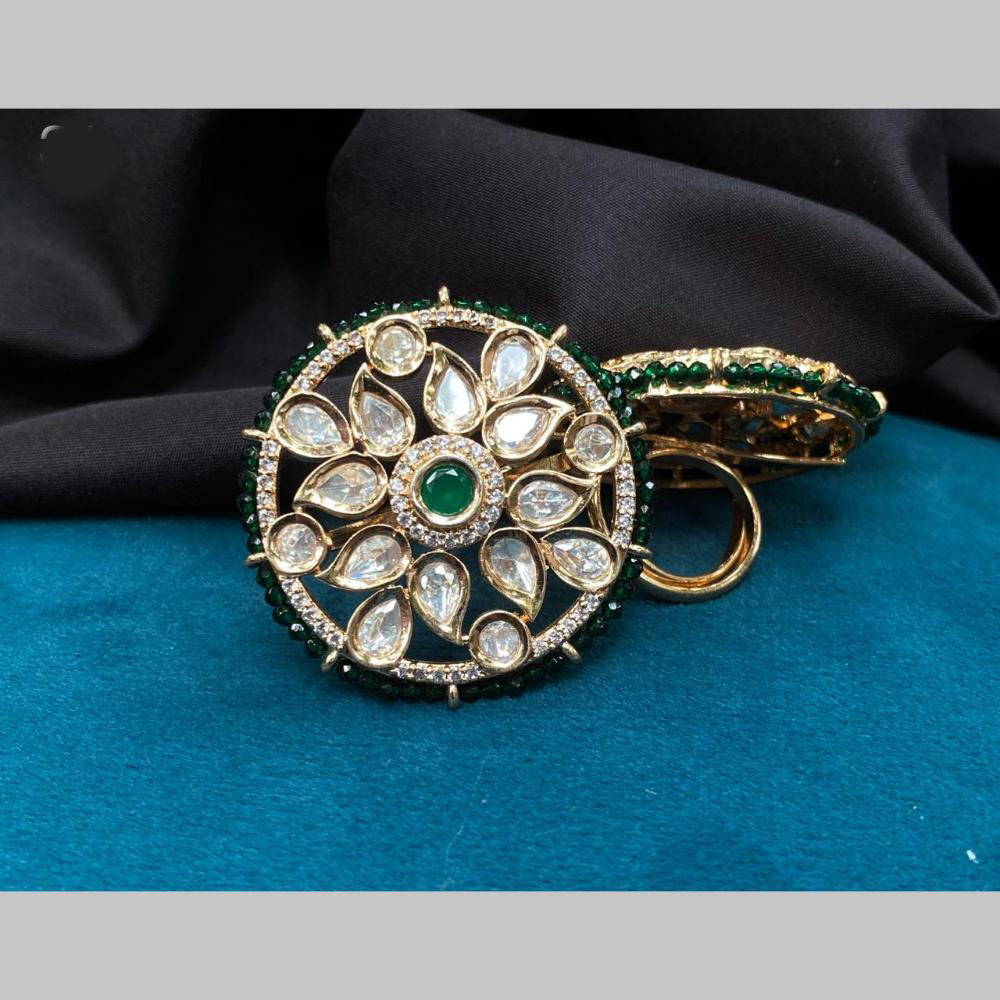 Royal Kundan Jewellery Gold Plated Polki Kundan And Pearl Finger Ring