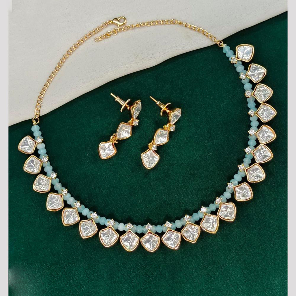 Royal Kundan Jewellery Gold Plated Polki Kundan Necklace Set